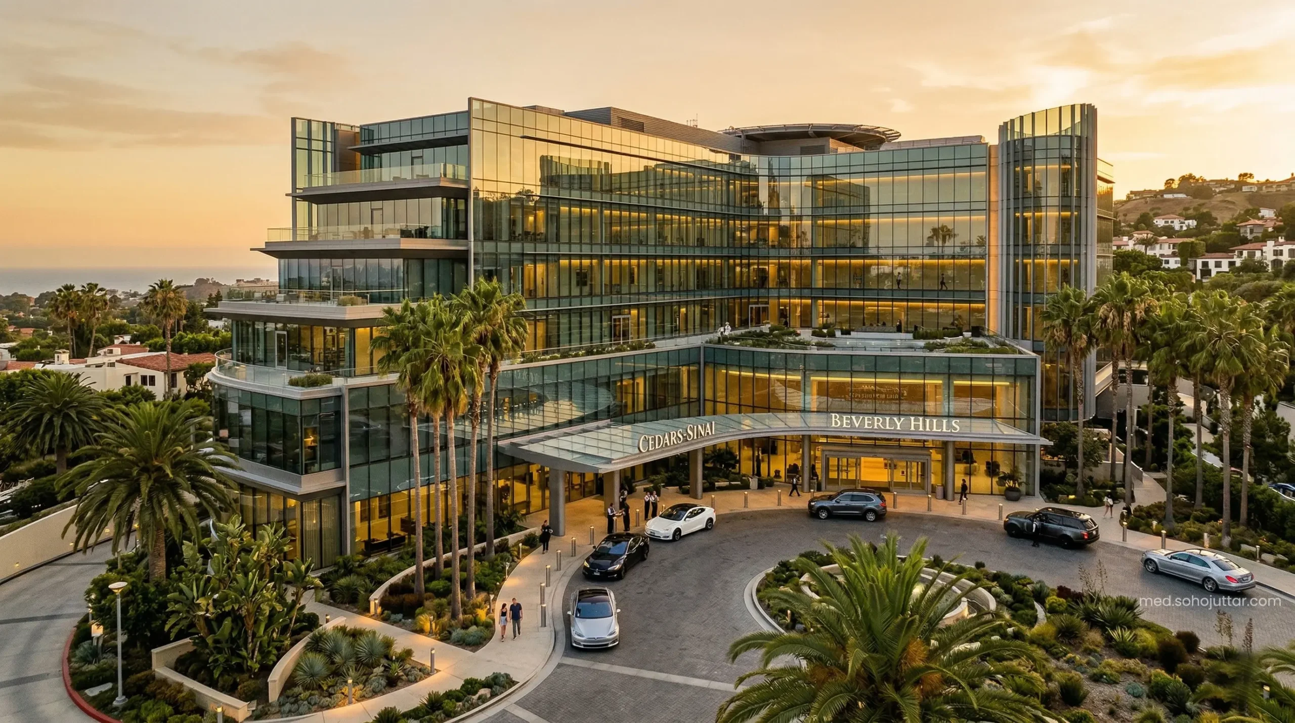 The luxurious modern exterior of a premium heart care center in California.